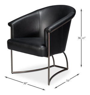 Sarreid Nagel Distilled Leather Chair - Luxurious Onyx Black Design With Sturdy Iron Frame For Style Black  54058