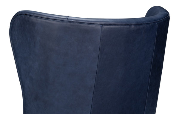 Sarreid Hightower Distilled Leather Chair In Chateau Blue Finish - Stylish Comfort For Modern Living Spaces Blue  54059