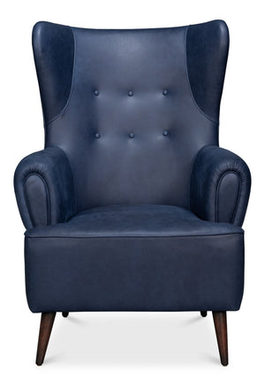 Sarreid Hightower Distilled Leather Chair In Chateau Blue Finish - Stylish Comfort For Modern Living Spaces Blue  54059
