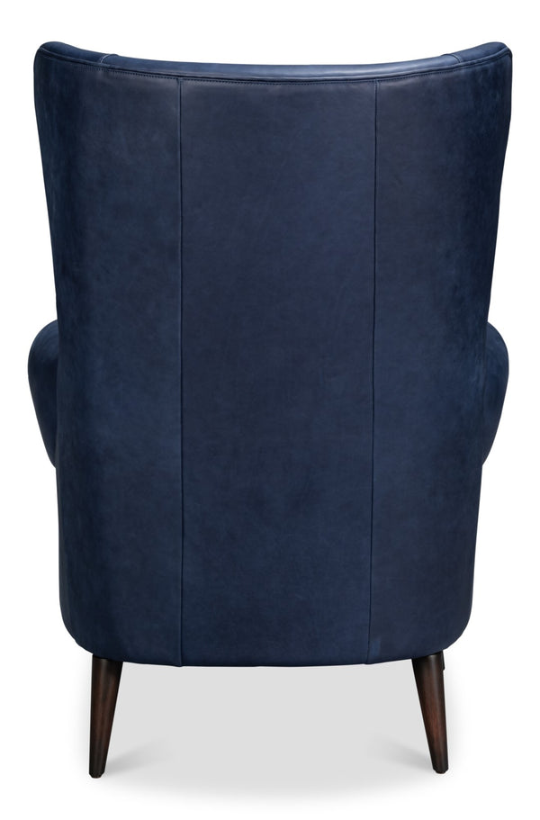 Sarreid Hightower Distilled Leather Chair In Chateau Blue Finish - Stylish Comfort For Modern Living Spaces Blue  54059