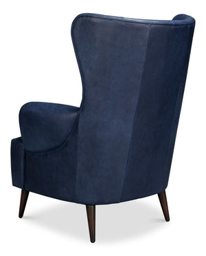 Sarreid Hightower Distilled Leather Chair In Chateau Blue Finish - Stylish Comfort For Modern Living Spaces Blue  54059