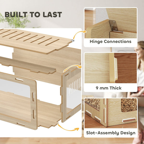 English Elm Hamster Habitat with Acrylic Windows Openable Roof and Oak Finish Mdf Frame T3971P407469