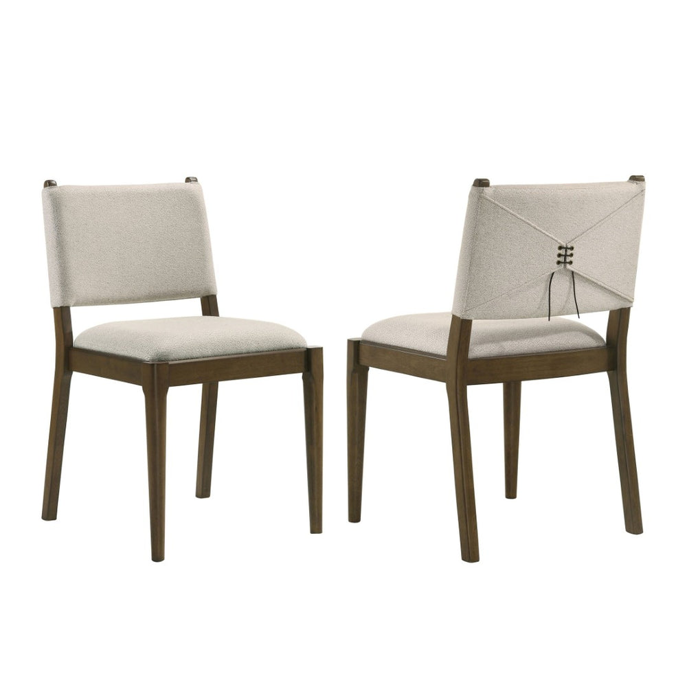 English Elm Set of 2 Tan Upholstered Dining Chairs Rubberwood Tapered Legs Tailored Backrest B016P453430