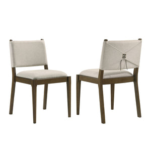 English Elm Set of 2 Tan Upholstered Dining Chairs Rubberwood Tapered Legs Tailored Backrest B016P453430