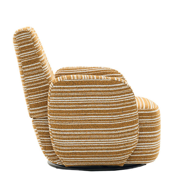 English Elm Modern Boucle 360° Swivel Leisure Chair with High‑Resilience Sponge, Supportive Curve, 550lb Capacity Mustard yellow W395P355482
