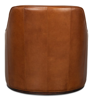 Sarreid Parrish Distilled Leather Swivel Chair - Elegant Dark Brown Finish For Stylish Comfort And Durability Brown  54060