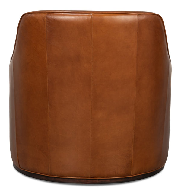 Sarreid Parrish Distilled Leather Swivel Chair - Elegant Dark Brown Finish For Stylish Comfort And Durability Brown  54060