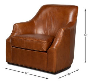 Sarreid Parrish Distilled Leather Swivel Chair - Elegant Dark Brown Finish For Stylish Comfort And Durability Brown  54060