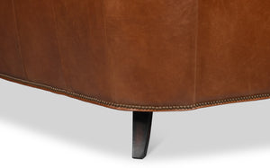 Sarreid Philipe Distilled Leather Sofa In Havana Brown With Antique Brass Nail Heads For Timeless Elegance Brown  54061