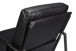 Sarreid Edmonds Onyx Black Distilled Leather Chair - Stylish Iron Frame For Modern Elegance And Comfort Black  54062