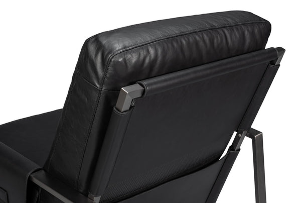 Sarreid Edmonds Onyx Black Distilled Leather Chair - Stylish Iron Frame For Modern Elegance And Comfort Black  54062