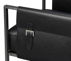 Sarreid Edmonds Onyx Black Distilled Leather Chair - Stylish Iron Frame For Modern Elegance And Comfort Black  54062