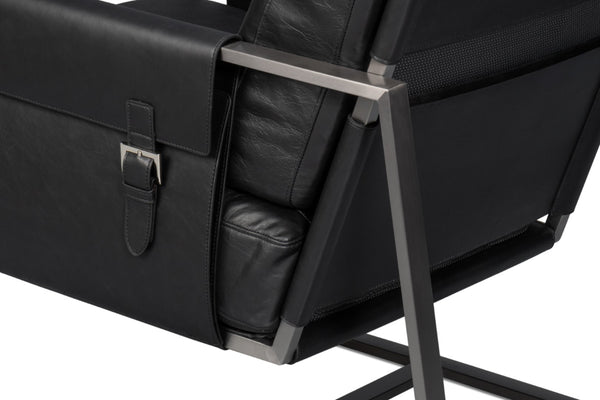 Sarreid Edmonds Onyx Black Distilled Leather Chair - Stylish Iron Frame For Modern Elegance And Comfort Black  54062