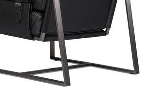 Sarreid Edmonds Onyx Black Distilled Leather Chair - Stylish Iron Frame For Modern Elegance And Comfort Black  54062