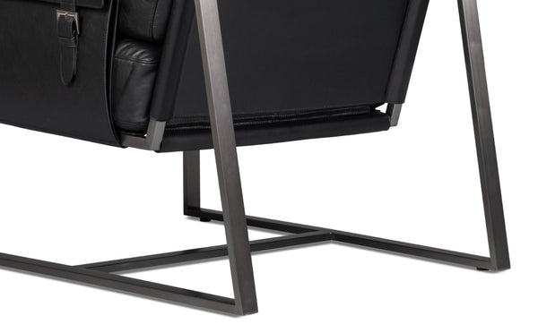 Sarreid Edmonds Onyx Black Distilled Leather Chair - Stylish Iron Frame For Modern Elegance And Comfort Black  54062