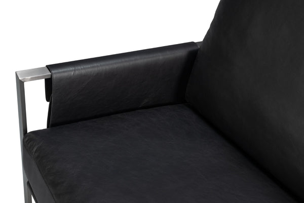 Sarreid Edmonds Onyx Black Distilled Leather Chair - Stylish Iron Frame For Modern Elegance And Comfort Black  54062