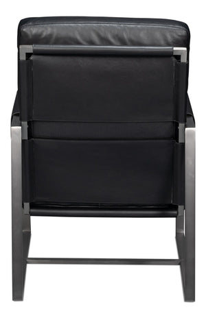 Sarreid Edmonds Onyx Black Distilled Leather Chair - Stylish Iron Frame For Modern Elegance And Comfort Black  54062