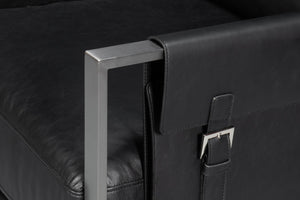 Sarreid Edmonds Onyx Black Distilled Leather Chair - Stylish Iron Frame For Modern Elegance And Comfort Black  54062