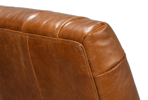 Sarreid Dawson Leather Chair Cuba In Brown - Antique Brass Nail Heads & Elegant Wood Frame Design Brown  54063