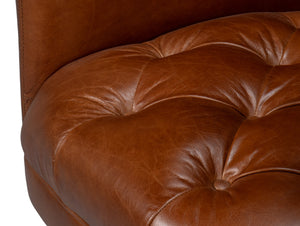 Sarreid Finn Leather Club Chair In Havana Brown - Elegant Design With Brushed Gold Stainless Steel Accents Brown  54065