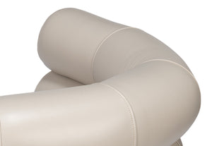 Sarreid Rondo White Leather Chair With Polished Stainless Steel Frame - Stylish & Modern Accent Furniture White  54066