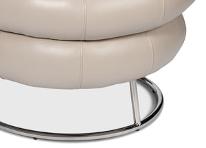 Sarreid Rondo White Leather Chair With Polished Stainless Steel Frame - Stylish & Modern Accent Furniture White  54066