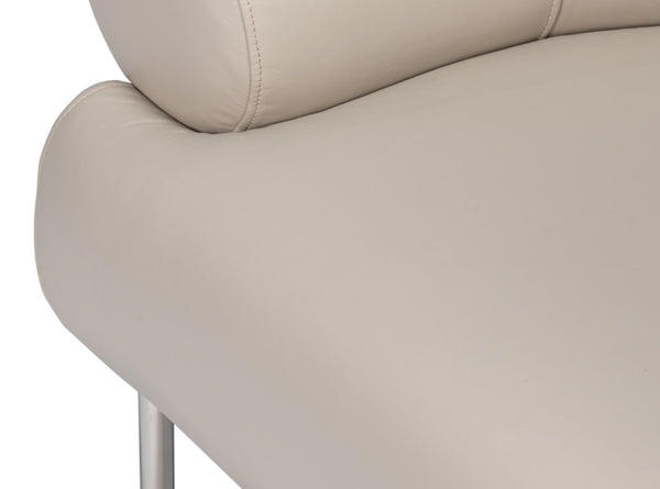 Sarreid Rondo White Leather Chair With Polished Stainless Steel Frame - Stylish & Modern Accent Furniture White  54066