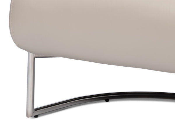 Sarreid Rondo White Leather Chair With Polished Stainless Steel Frame - Stylish & Modern Accent Furniture White  54066