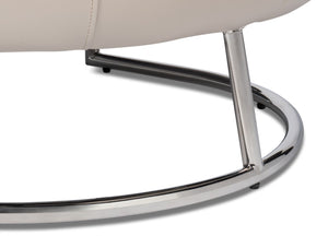 Sarreid Rondo White Leather Chair With Polished Stainless Steel Frame - Stylish & Modern Accent Furniture White  54066