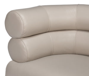 Sarreid Rondo White Leather Chair With Polished Stainless Steel Frame - Stylish & Modern Accent Furniture White  54066