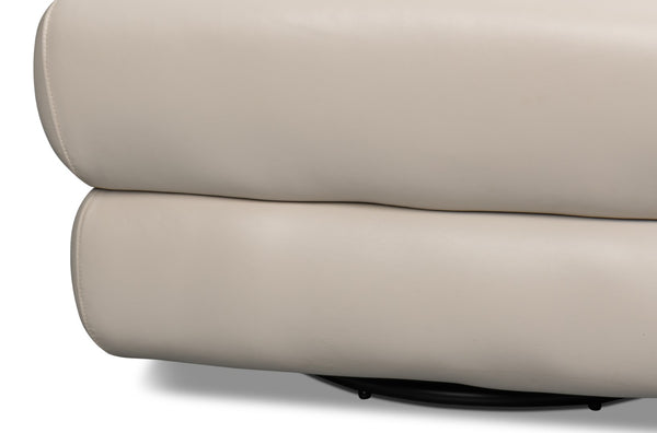 Sarreid Rondo Leather Swivel Chair In Crystal White - Elegant Design, Comfort, And 360-degree Mobility! White  54067