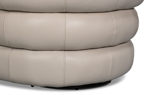 Sarreid Rondo Leather Swivel Chair In Crystal White - Elegant Design, Comfort, And 360-degree Mobility! White  54067