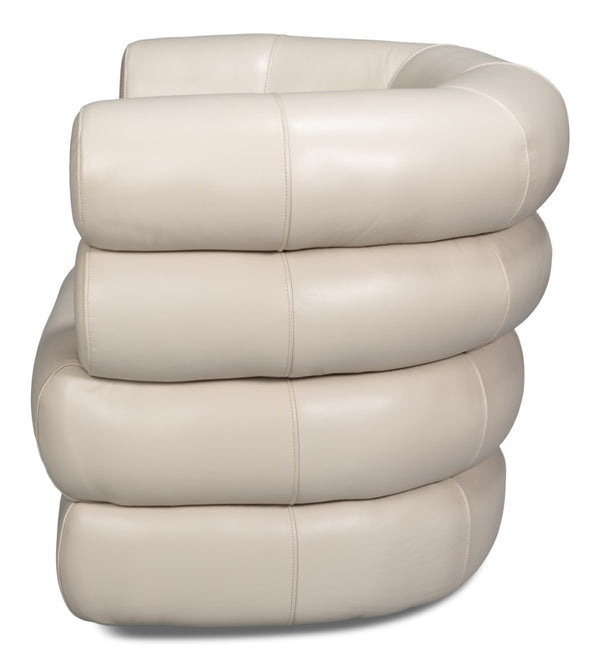 Sarreid Rondo Leather Swivel Chair In Crystal White - Elegant Design, Comfort, And 360-degree Mobility! White  54067