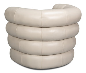 Sarreid Rondo Leather Swivel Chair In Crystal White - Elegant Design, Comfort, And 360-degree Mobility! White  54067