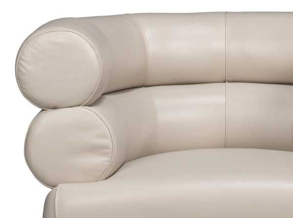 Sarreid Rondo Leather Swivel Chair In Crystal White - Elegant Design, Comfort, And 360-degree Mobility! White  54067
