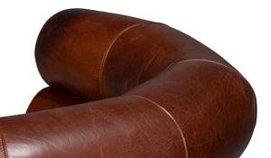 Sarreid Rondo Brown Leather Swivel Chair - Stylish Comfort & Modern Design For Your Living Space Needs Brown  54068