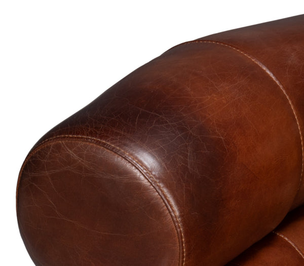 Sarreid Rondo Brown Leather Swivel Chair - Stylish Comfort & Modern Design For Your Living Space Needs Brown  54068
