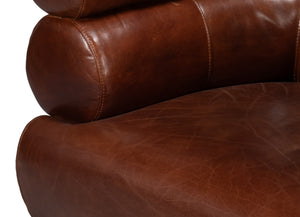 Sarreid Rondo Brown Leather Swivel Chair - Stylish Comfort & Modern Design For Your Living Space Needs Brown  54068