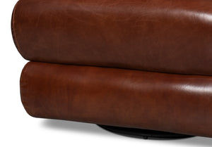 Sarreid Rondo Brown Leather Swivel Chair - Stylish Comfort & Modern Design For Your Living Space Needs Brown  54068