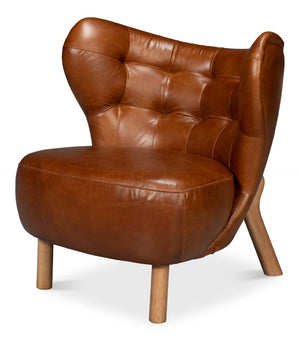Sarreid Diddy Leather Chair - Luxurious Havana Brown Design For Stylish Living Rooms And Modern Interiors Brown  54069
