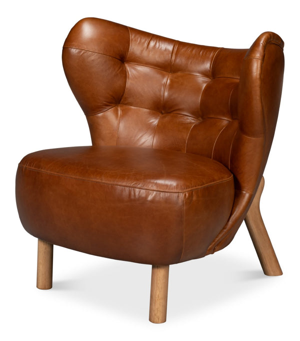 Sarreid Diddy Leather Chair - Luxurious Havana Brown Design For Stylish Living Rooms And Modern Interiors Brown  54069