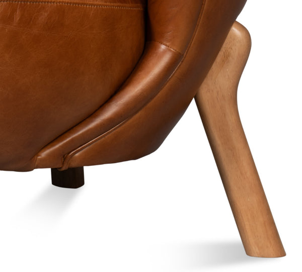 Sarreid Diddy Leather Chair - Luxurious Havana Brown Design For Stylish Living Rooms And Modern Interiors Brown  54069