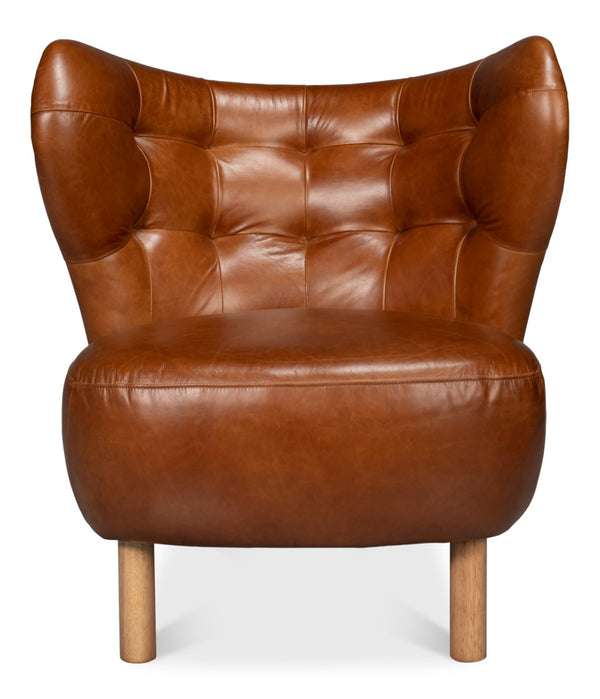 Sarreid Diddy Leather Chair - Luxurious Havana Brown Design For Stylish Living Rooms And Modern Interiors Brown  54069
