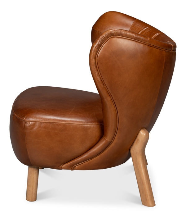 Sarreid Diddy Leather Chair - Luxurious Havana Brown Design For Stylish Living Rooms And Modern Interiors Brown  54069