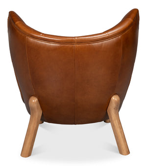 Sarreid Diddy Leather Chair - Luxurious Havana Brown Design For Stylish Living Rooms And Modern Interiors Brown  54069