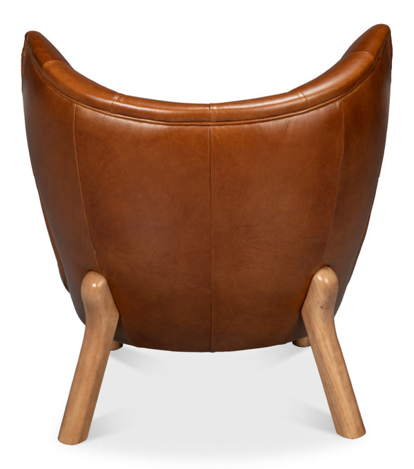 Sarreid Diddy Leather Chair - Luxurious Havana Brown Design For Stylish Living Rooms And Modern Interiors Brown  54069