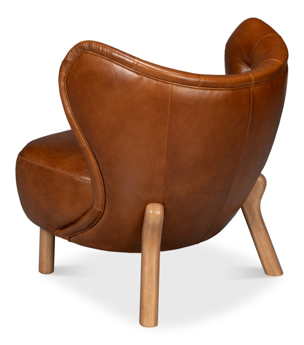 Sarreid Diddy Leather Chair - Luxurious Havana Brown Design For Stylish Living Rooms And Modern Interiors Brown  54069