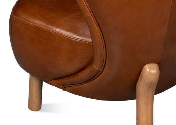 Sarreid Diddy Leather Chair - Luxurious Havana Brown Design For Stylish Living Rooms And Modern Interiors Brown  54069