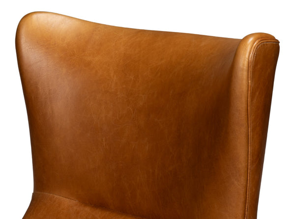 Sarreid Patron Highback Leather Chair In Elegant Cuba Brown – Luxurious Comfort With Sturdy Wood Frame Brown  54070