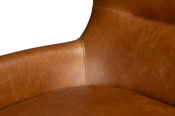 Sarreid Patron Highback Leather Chair In Elegant Cuba Brown – Luxurious Comfort With Sturdy Wood Frame Brown  54070
